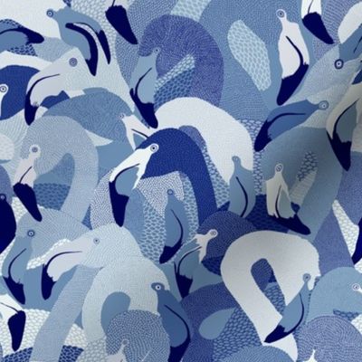 Flamingoes in Blue - LARGE