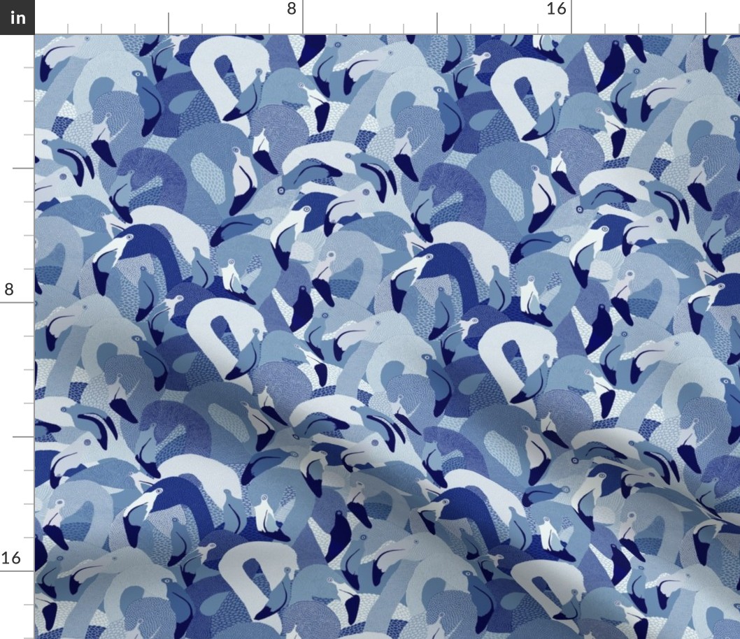 Flamingoes in Blue - LARGE