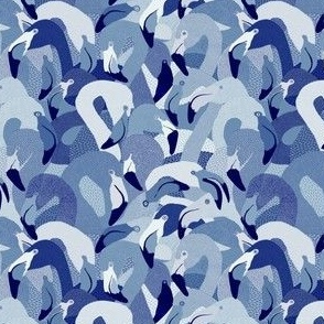 Flamingoes in Blue - SMALL