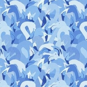 Flamingoes in Light Blue - SMALL
