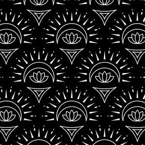 Crescent Lotus White on Black