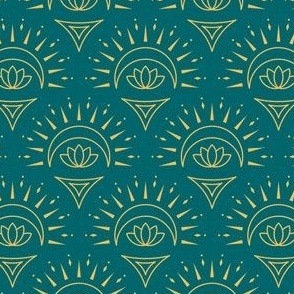 Crescent Lotus Gold on Teal