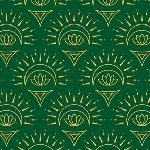 Crescent Lotus Gold on Green