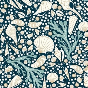 Seashells - dark teal and seaglass