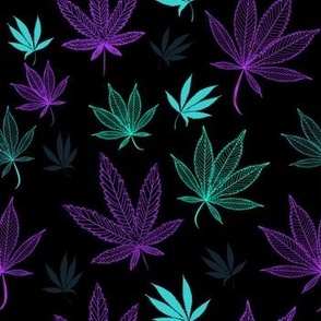 Neon, Vibrant, Colorful Weed Countours Pattern 