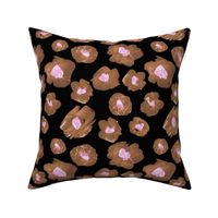 Buttercup flowers sweet blossom garden retro scandinavian style painted freehand organic shapes rust sienna pink on black