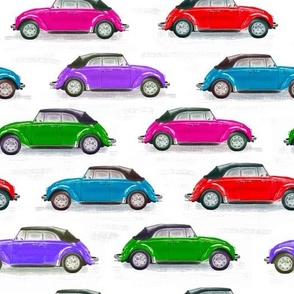 busy beetles | funny colorful retro car pattern