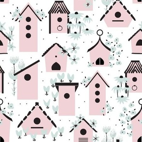 pink little birdhouses | Cotton Candy collection