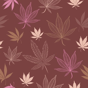 Neutral, Earth Tones and Beige Weed Countours Pattern 