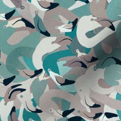 Flamingoes in Teal and Tan - RAILROAD