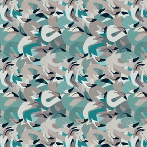 Flamingoes in Teal and Tan - RAILROAD