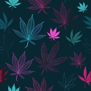 Colorful, Neon Weed Countours Pattern 