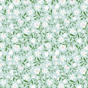 White Wildflowers in mint colour
