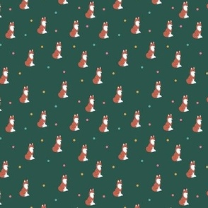 Sweet fixes and polka dots woodland animals fall vintage red on pine green
