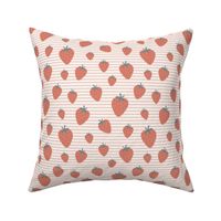 Strawberry field summer garden and horizontal Breton stripes soft blush vintage red