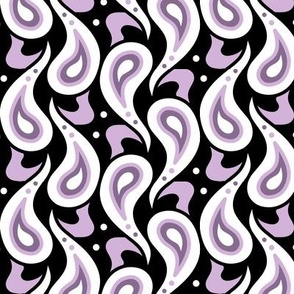 Purple, Black and White Paisley Geometric Pattern