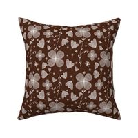 Wilderness Floral Brown - Boho Cottage Watercolor Flowers
