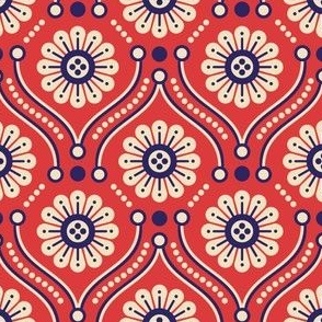 0829 - folk daisies, red