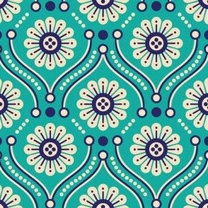 0830 - folk daisies, blue