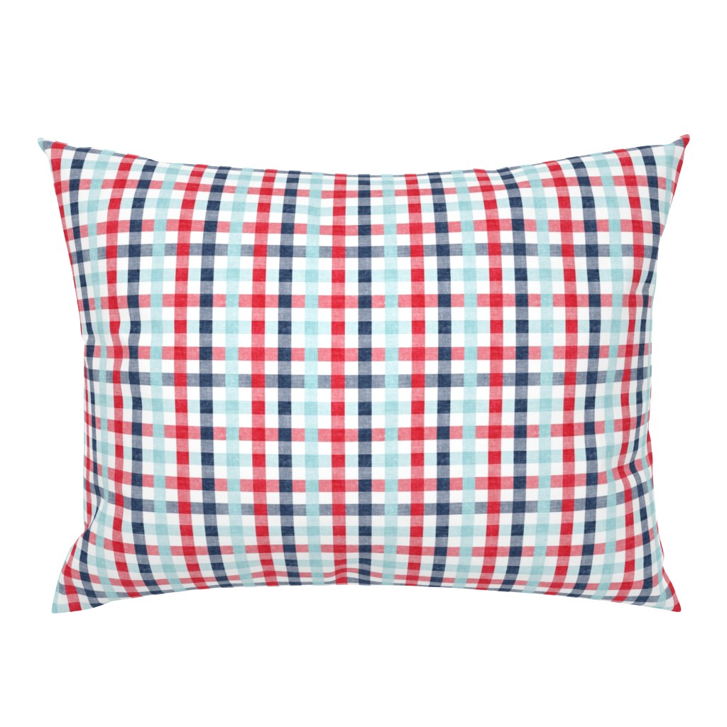 (small scale) red, blue & light blue plaid - check - C22