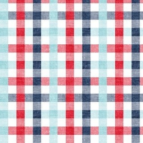 (small scale) red, blue & light blue plaid - check - C22