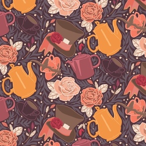 Mad Hatter's Garden tea party alternate background Purple