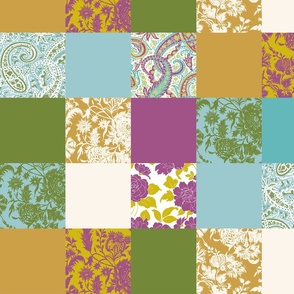 patchwork bohochic square  quilt
