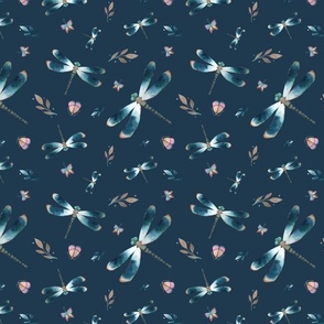 pattern with dragonflies and moths