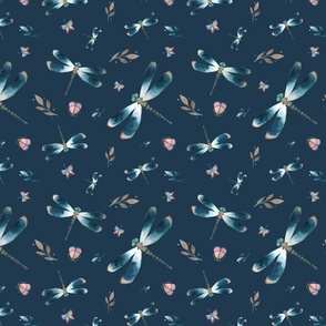 pattern with dragonflies and moths