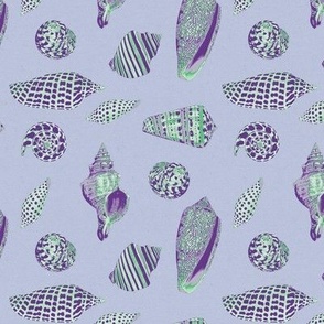 Neon pastel purple seashells pattern