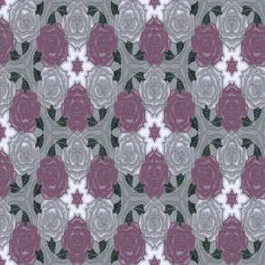 Hand drawn roses in hexagon - Version 2