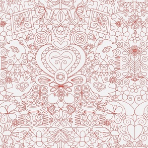 Slovak Folk Maximalist Embroidery in White + Red