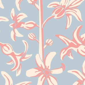 Hyacinths Romantic Cottagecore Floral Botanical in Soft Pastel Blue Pink Cream - LARGE Scale - UnBlink Studio Jackie Tahara