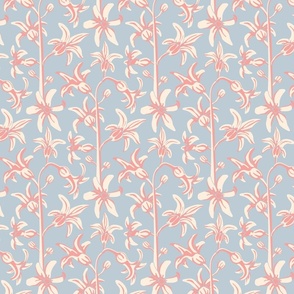 Hyacinths Romantic Cottagecore Floral Botanical in Soft Pastel Blue Pink Cream - SMALL Scale - UnBlink Studio Jackie Tahara