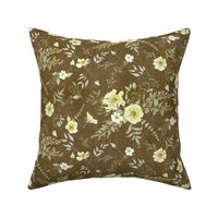 Soft Floral Boho - on light coffee linen background