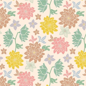 Hellebores Vintage Spring Cottagecore Floral Botanical in Soft Pastels - MEDIUM Scale - UnBlink Studio Jackie Tahara