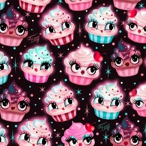  Medium- Cute Cupcakes Black