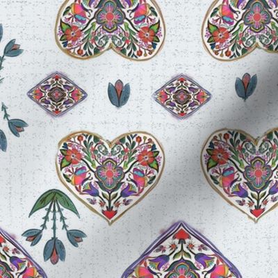folk art hearts patchwork