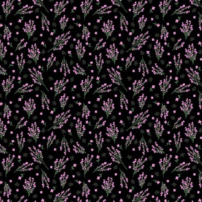 Pink Flowers on Black — Small