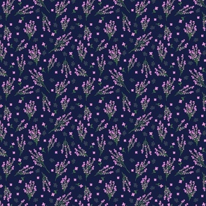 Pink Flowers on Navy — Small