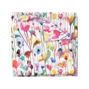 Spring Colorful Wild flowers Artistic Floral Watercolor Multicolor Jumbo Large