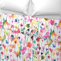 Spring Colorful Wild flowers Artistic Floral Watercolor Multicolor Jumbo Large