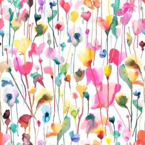 Spring  Colorful Wild flowers Artistic Floral Watercolor Multicolor Small