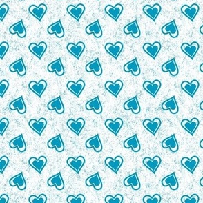 Caribbean Blue Hearts on Textured White