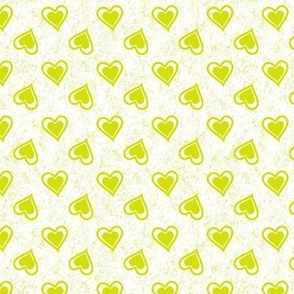 Chartreuse Hearts on Textured White