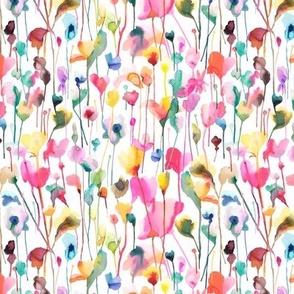 Spring  Colorful Wild flowers Artistic Floral Watercolor Multicolor Micro