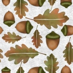 Acorns to Oaks // Green and Brown on White