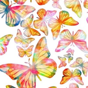 Flutter By Rainbow butterflies on white