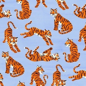 Simple Tiger Illustration - Lilac and Orange - Medium Scale