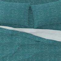 White line drawing, zig zag abstract landscape, teal blue